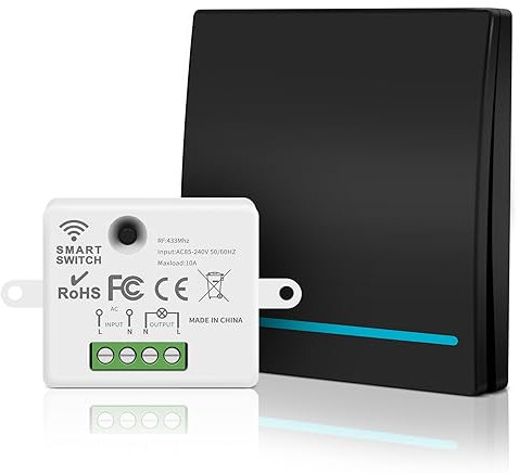 Aroidful Wireless Light Switch Kit - Remote Control, No Wiring, Easy Install, 30M Range, RF Switch for Lamp