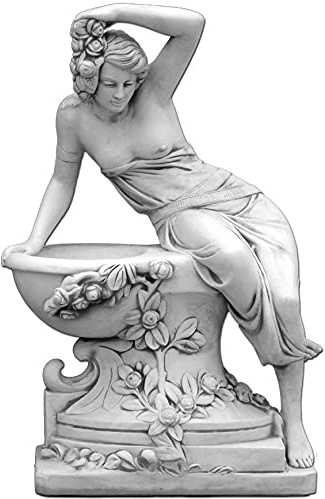 gartendekoparadies.de Statue massive d'une femme avec bac à plantes, hauteur 141 cm, 92 x 50 cm, 398 kg, gris, en pierre artificielle résistante au gel