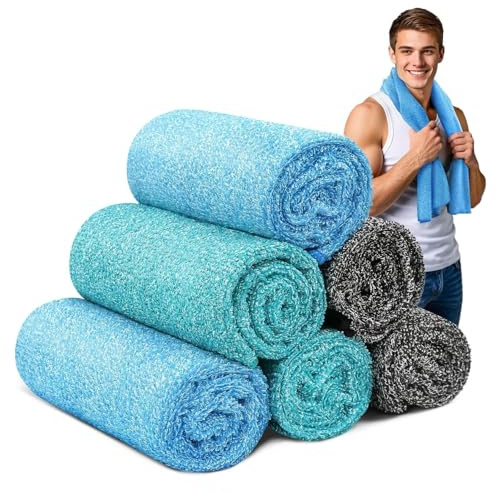 SOOWASH Microfiber Gym Towels for Working Out, Sweat Towels, Workout Gear for Body Sweat, Quick Dry Lightweight Fast Drying, Women & Men,Hot Yoga, Exercise,14 X 40 Black/Green/Blue