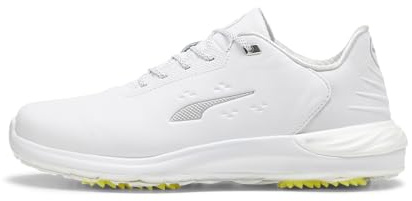 PUMA Men's PHANTOMCAT Nitro + Golf Shoe, White Silver-ASH Gray, 9 UK