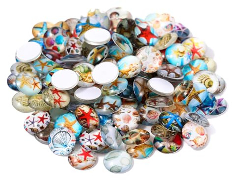 DXRPO Pack of 60 Four-Leaf Clover Colourful Glass Stones, 25 mm Muggle Stones, Colourful, with Self-Adhesive Tape, Lucky Charm, Glass Stones Decoration for DIY Crafts, Jewellery Making, Home