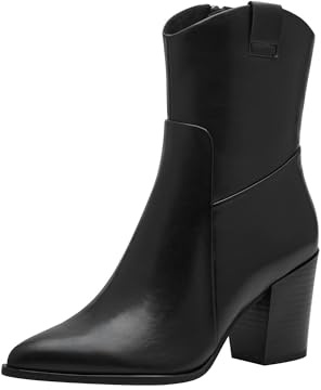 MARCO TOZZI Damen Stiefeletten mit Absatz aus Kunstleder Spitz, Schwarz (Black), 39 EU