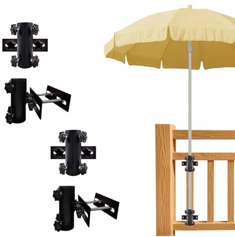 Lot de 2 supports de parapluie (portée maximale de 10,2 cm) pour base de parasol en métal pour balustrade, terrasse, clôture, balcon ou poteau de cour extérieure