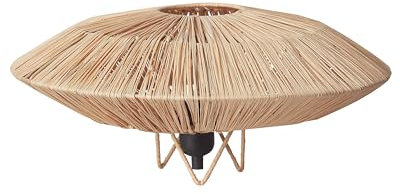 Beliani Lampe de Table Boho Abat-jour en Paille Naturelle et Base en Métal Mentiri