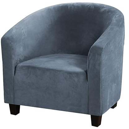 Surwin Sesselbezug Sesselschoner mit Elastisch Stretch Husse, Samt-Einteiler Sesselüberwurf Universal Chair Schonbezug Sofabezug für Clubsessel Lounge- & Cocktailsessel (Graublau)