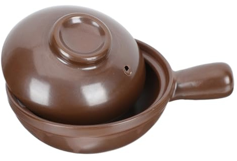 PRETYZOOM Cazuela De Barro Con Asa Lateral Resistente Al Calor Olla De Cocina Arcilla Para Arroz y Sopas Con Tapa Ventilada Apta Para Cocina Doméstica