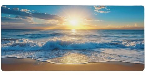 Meer Gaming Mauspad XXL 800x400x3 mm, Sonnenuntergang Mauspad Groß Vernähte Kanten, Mousepad mit Anti Rutsch Basis Wasser Resistent Oberfläche, Schreibtisch Unterlage für Tastatur, PC, Laptop-LG364