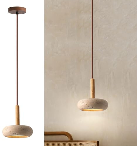 Lampes suspendues japonaises Wabi-Sabi abat-jour en pierre naturelle lampe suspendue ronde lustre en bois moderne chambre lampes suspendues de chevet salon table de salle à manger lampe suspendue de