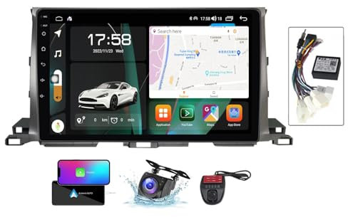 Générique Autoradio Android 13 pour Toyota Highlander 3 XU50 2013-2018 Écran Tactile 9 Pouces Android Auto avec FM AM RDS Dab+ Radio/DSP/WiFi/Commandes au Volant/+ Caméra de recul DVR (B,NF-7)