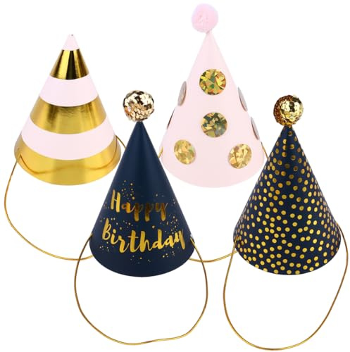 Cabilock Festa Di Compleanno Indimenticabile - 4 Cappellini Da Compleanno Assortiti Con Torta E Decorazioni Accessori Per Feste