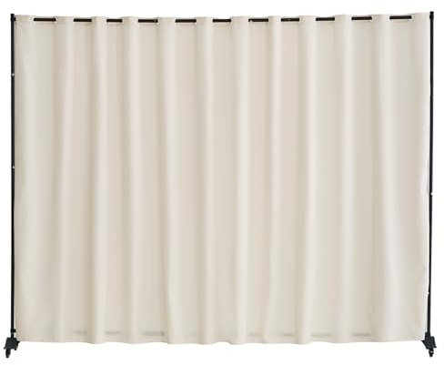 VEVOR Pannello Divisorio Portatile con Ruote, Supporto per Tende, Schermo per Privacy Indipendente per Ufficio, Camera da Letto, Sala da Pranzo, Beige