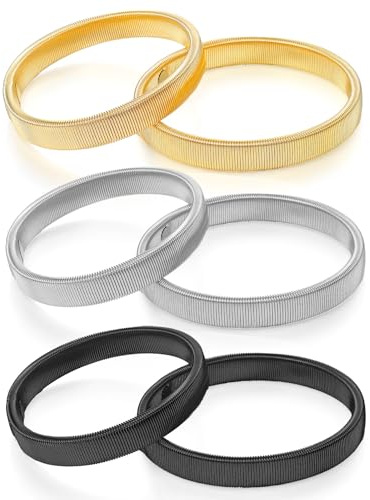 JJUNW Ärm strumpeband, stretchiga metallskjorta ärmhållare, justerbart halkfritt armband skjorta strumpeband för män och kvinnor, Silver, glans, svart, inner diameter 6.3cm/2.48in, width 1cm/0.39in