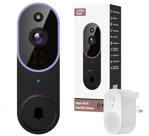 Orbitell 1080p Wireless Wi-Fi Video Doorbell Camera with Two Way Audio, AI Motion Detection, Night Vision and Cloud Storage, 2.4G Wi-Fi only (Purple)