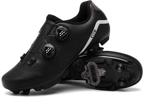 PENXZT MTB Radsportschuhe Herren Kompatibel Mit SPD 2 Schrauben Mit Cleats Fahrradschuhe Damen Mountainbike Schuhe Biking Draussen,Schwarz,36 EU