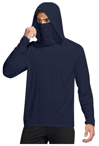 UPF 50+ T-Shirt da Pesca Rashguard Protezione Solare Felpa da Uomo con Cappuccio e Protezione dai Raggi Maglietta Uomo a Maniche Lunga Rash Guard Magliette T-Shirt Outdoor Surfing Camicia