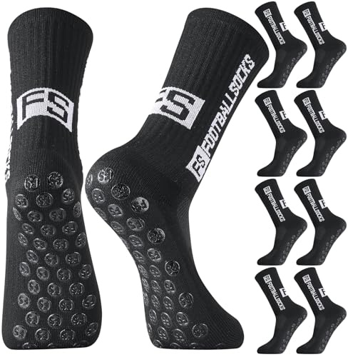Utensilsto 4 Paare Fußball Socken Jungen Grip Socken Fussball Socken | Kinder Anti Rutsch Football Socks Rutschfeste Sportsocken für Fussball Basketball Laufen Rugby Tennis