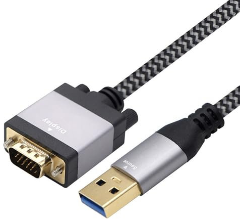 Hkfgdjdl Cable HDMI a VGA, cable USB 3.0 a VGA, velocidad rápida, transmisión de 5 Gbps, resolución 1080p para proyectores de monitor de PC