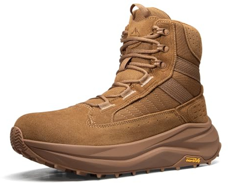 NORTIV 8 Botas Militares Hombre Ligera con Puntera Ancha Botas Policiales con Plantilla de Goma Antideslizantes Zapatos Tácticos para Trabajo al Aire Libre,Size 41,Coyote,SNMT25001M