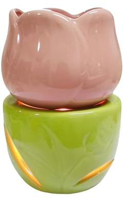 Bruciatore per Oli Essenziali, 180ML Bruciatore di Essenze, Brucia Essenze in Ceramica, per Casa Camera da Letto Decorazione Meditazione Yoga Natale Regalo (Rosa + Verde)
