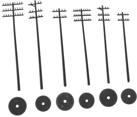 Gogogmee Miniature Train Telephone Pole Models 1:87 and 1:100 Scale Railway Telephone Poles Educational Diorama Accessories for Model Railroad Scenery and Micro Landscape Garden Train 6pcs Set