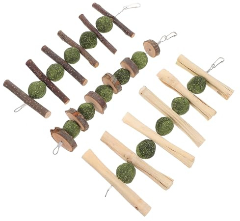 FUTUREORYY Giocattoli da Masticare per Conigli e Roditori Set 3 Pezzi di Palline di Medica e Ciondoli per Snack Naturali per Conigli Cincillà e Criceti Accessori Leggeri e Facili