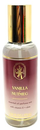 Bath and Body Essential Oil Mist Aromatherapy (6 fl oz / 177 ml, Vanilla Nutmeg)