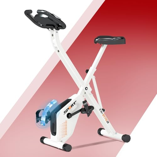 Vélo d’Appartement Pliable avec Écran LCD et Mesure du Pouls,16 Niveaux de Résistance Magnétique, Velo d Appartement Connecté APP,Capacité 120KG