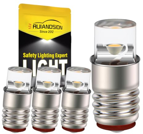 Ruiandsion 4pcs E5 LED Warm White Bulbs Screw Base E5 E5.5 LED Bulb 12V Upgrade for Modle Train Lights