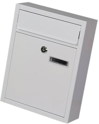 IOIUSKKU Brev med stil med låsbar väggmonterad metallbrevlåda Väggmonterad brevlåda Brevlåda Brev Tidskrifter Post Etc. Dokument, Vit, 9.45 x 3.15 x 12.60 tum