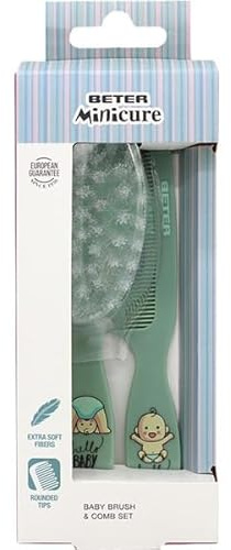 kit con cepillo de pelo y peine para bebe verde