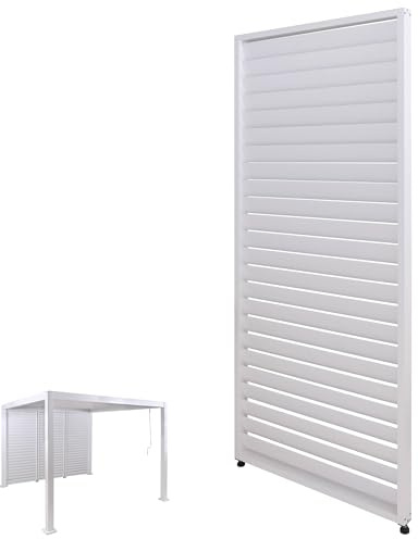 Mendler Lamellenwand für Pergola HWC-P65 Aluminium 220x90cm - weiß | Lamellenpaneel, Modul, Paneel, Seitenwand