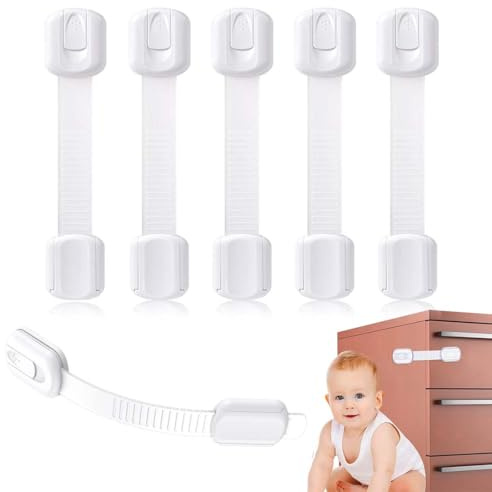 MUNZE Blocca Cassetti Per Bambini 6 Pezzi Bianco Standard Adesivo Potente Armadio Frigorifero