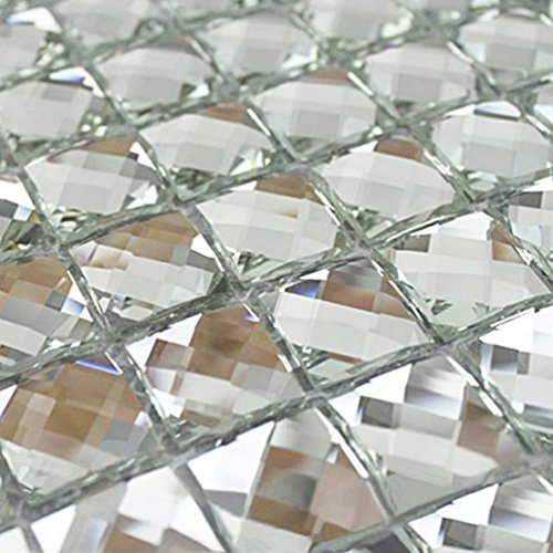 Spiegelfliesen, silberfarben, Badezimmer-Wandplatten, Kristall, Diamant-Mosaik, Fliesenrückwand, Küche, Schrägglas, U-Bahn, Heimwerker-Materialien, 11 Stück (je 30,5 x 30,5 x 0,4 cm)