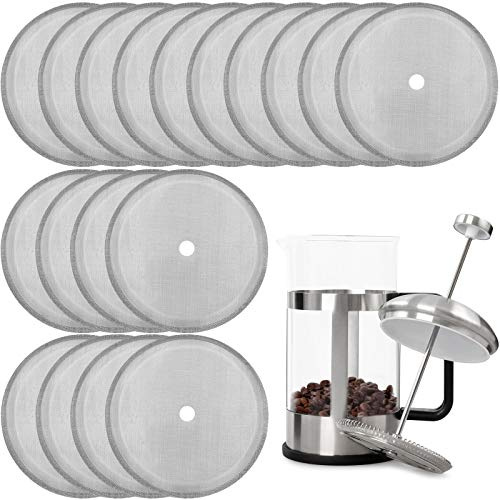 French Press Replacement Cafetiere Filter Mesh Screen Coffee French Press Filters 4 Inch Stainless Steel Reusable Mesh Filter for 8 Cup/ 34 OZ/ 1000 ml Coffee Tea Makers (18 Packs) | Replacement for 8 Cup 34 oz Cafetiere, Reusable Screen for Coffee Tea Makers, Fine Mesh Prevents Grounds from Leaking