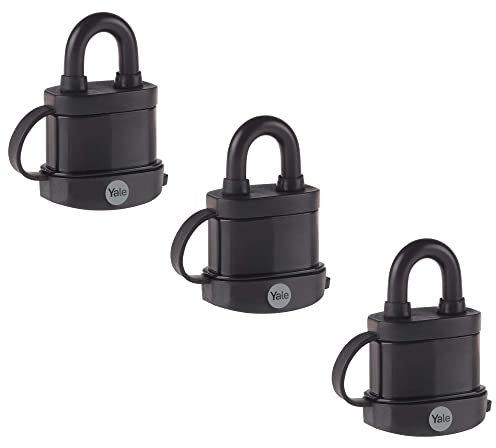 Yale Lucchetto di alta sicurezza resistente agli agenti atmosferici Y222B/35/122/3 corpo 35mm, arco in acciaio indurtio, 3 chiavi, confezione 3 lucchetti in KA