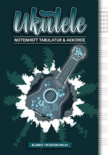 Ukulele Notenheft Tabulatur & Akkorde: Blanko Tabulatur Notenheft 110 Seiten DIN A4 - Ukulele Akkorde und Tabs Buch zum selbst ausfüllen - Mit Ukulele ... und Ukulele Tabulatur, Motiv: Vintage Ukulele