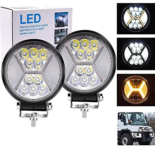 Biqing 2x Tondo Faro da Lavoro, LED 12V 24V 117W 4.4 Auto Barra Pods Fendinebbia 25000LM per Moto 4x4 ATV SUV Trattore Boat