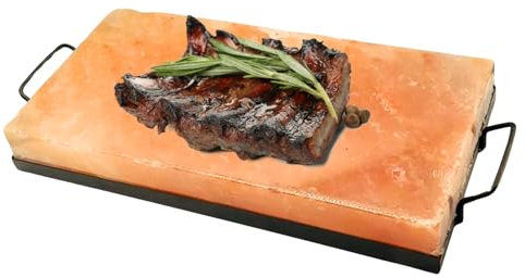 Barbacoa Himalaya Sal Stone XXL - Yakiniku - 40 x 20 x 5 cm piedra de sal del Himalaya con soporte