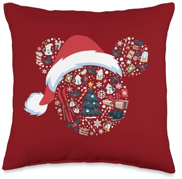 Disney Minnie Mouse Icon Winter Lodge Holiday Red Throw Pillow, 16x16, Multicolor