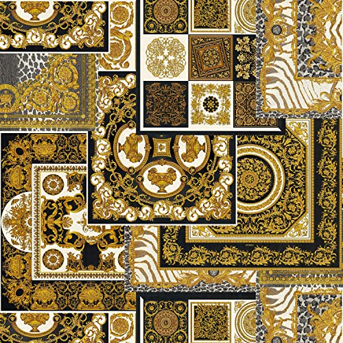Profhome Papier peint design 370483-GU papier peint intissé (TNT) or noir blanc argent 0,70 m x 10,05 m / 7,035 m2