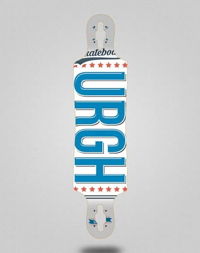 Urgh Skate Skateboard Longboard Deck 40x9 Drop OG White Blau