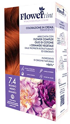 PUROBIO FLOWER TINT - COLORAZIONE 7.4 BIONDO MEDIO RAMATO IN CREMA PERMANENTE ECOBIO VEGANO