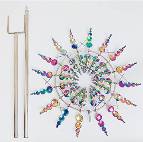 VLANIS Windmühle aus Metall im Freien,Einzigartige Und Magische Metall Windmühle Spin Leicht Windspinner Im Freien Windkulptur Rasen Wind Spinners Ornament,4
