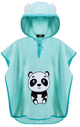 LAYNENBURG Premium poncho de baño niños con capucha - 100% algodón - OEKO TEX - bebé niños niñas toalla poncho - 3-5 años/Panda