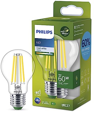 Philips LED Lampadina Goccia a Filamento 60W E27, Luce Bianca Fredda