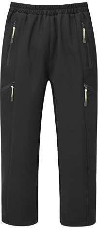Echinodon Kinder Gefütterte Softshellhose Outdoorhose Jungen Mädchen Hose Winddicht Wasserabweisend Trekkinghose Wanderhose Schwarz XL