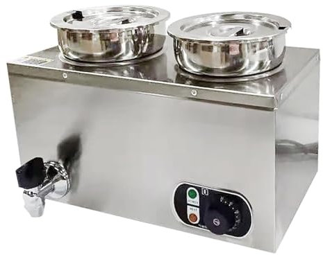 Scaldavivande Elettrico Professionale Bagnomaria 4L 300W/600W in Acciaio Inossidabile con Pozzetto per Zuppe e Salse a Buffet Scaldavivande a Vapore con Coperchi per Catering e Ristoranti