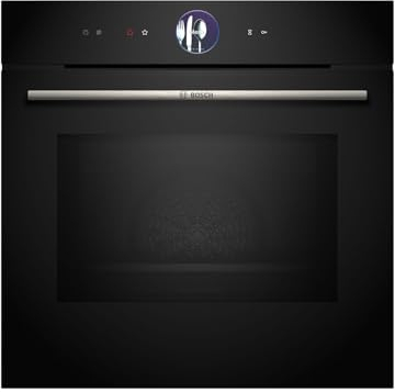 Bosch HMG776NB1 - Forno da incasso intelligente serie 8 con funzione microonde, 60 x 60 cm, nero, prodotto in Germania, pirolisi, Air Fry, display touch con anello di comando digitale, programmi