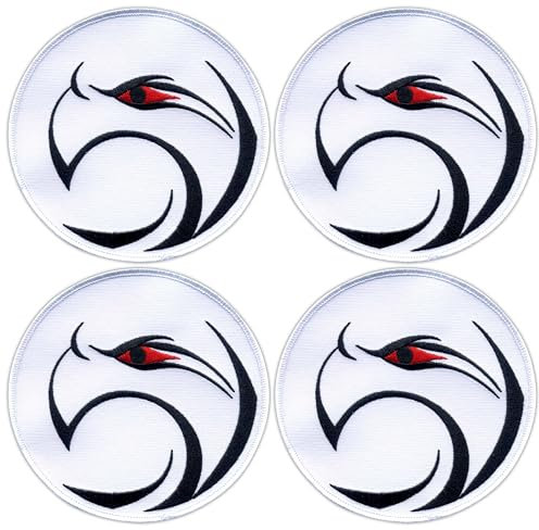 Set von vier – Falke mit rotem Auge – zum Aufnähen – bestickter Aufnäher/Abzeichen/Emblem