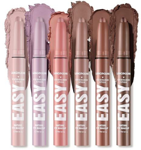 6PCS Lidschatten-Stick-Set, Metallic und matt schimmernde Creme Lidschatten Bleistift Buntstift, wasserdicht lang anhaltende Auge Aufheller Highlighter Buntstift Kontur Stick Augen Make-up Kit (#A)